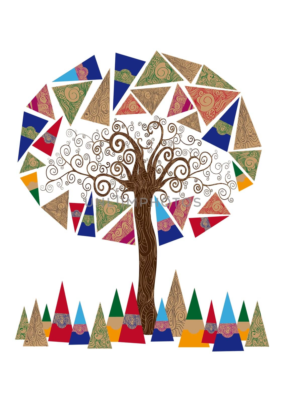 Art noveau style tree idea isolated background. This illustration is layered for easy manipulation and custom coloring