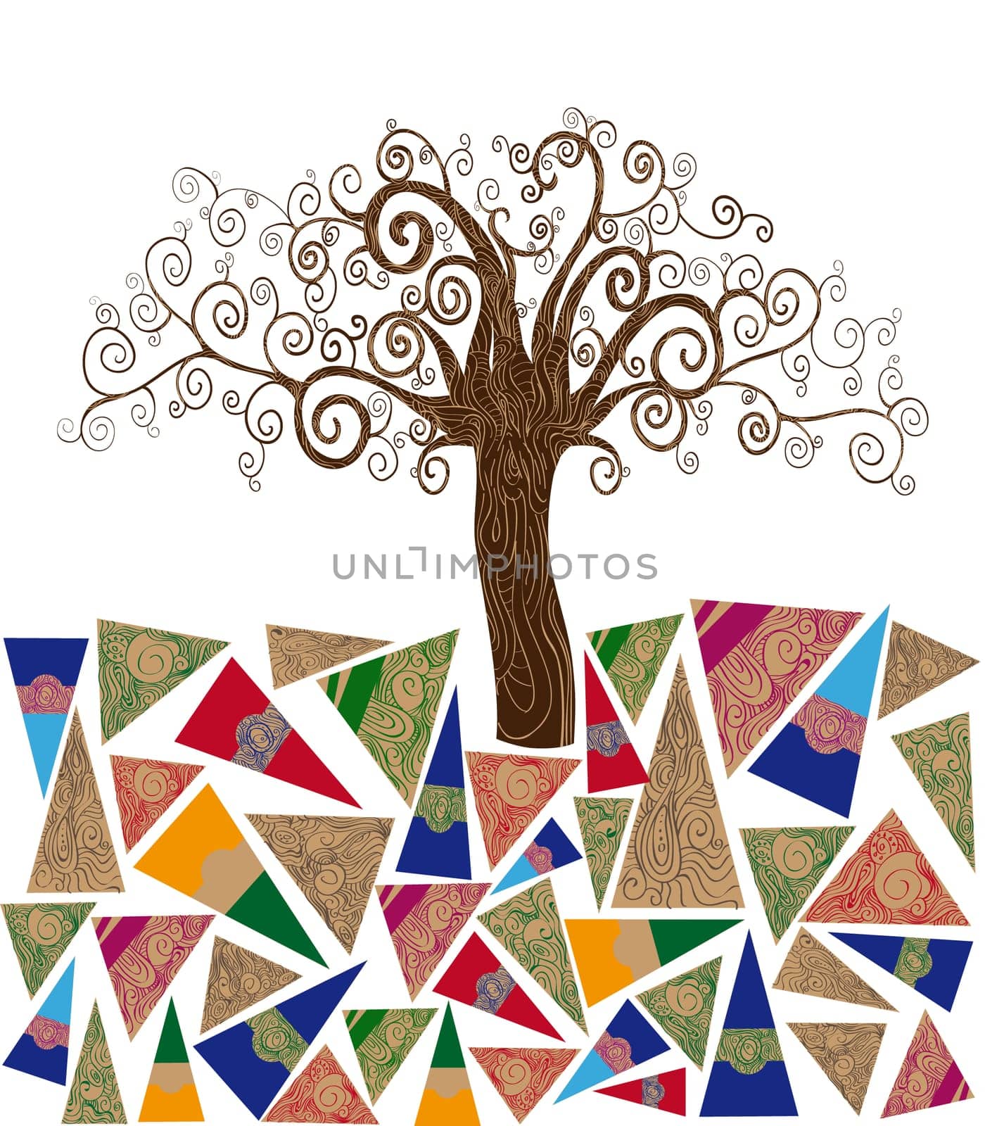 Art noveau style tree idea isolated background. This illustration is layered for easy manipulation and custom coloring
