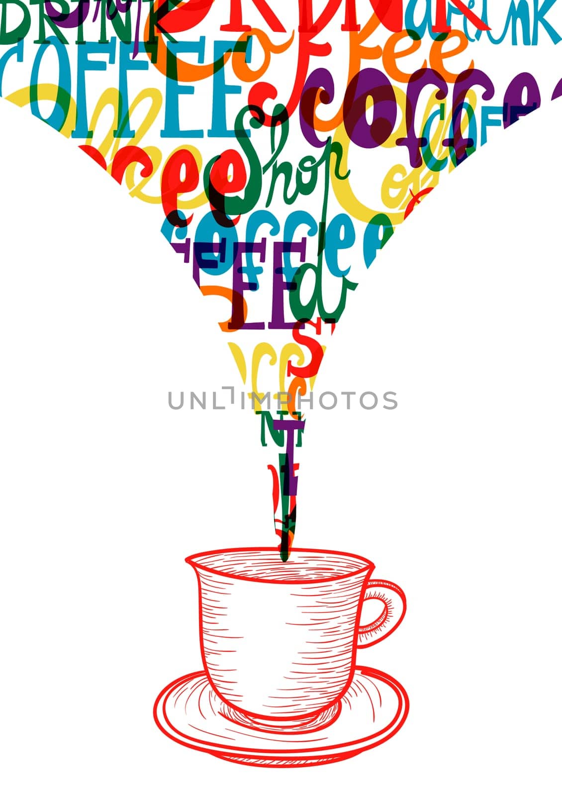 Vintage colorful coffee symbol social concept .EPS10 file version. This illustration contains transparencies and is layered for easy manipulation and custom coloring