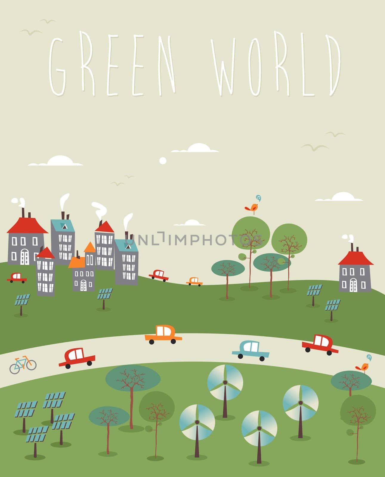 Go green world infographics trendy sketch. Vector illustration layered for easy manipulation and custom coloring.