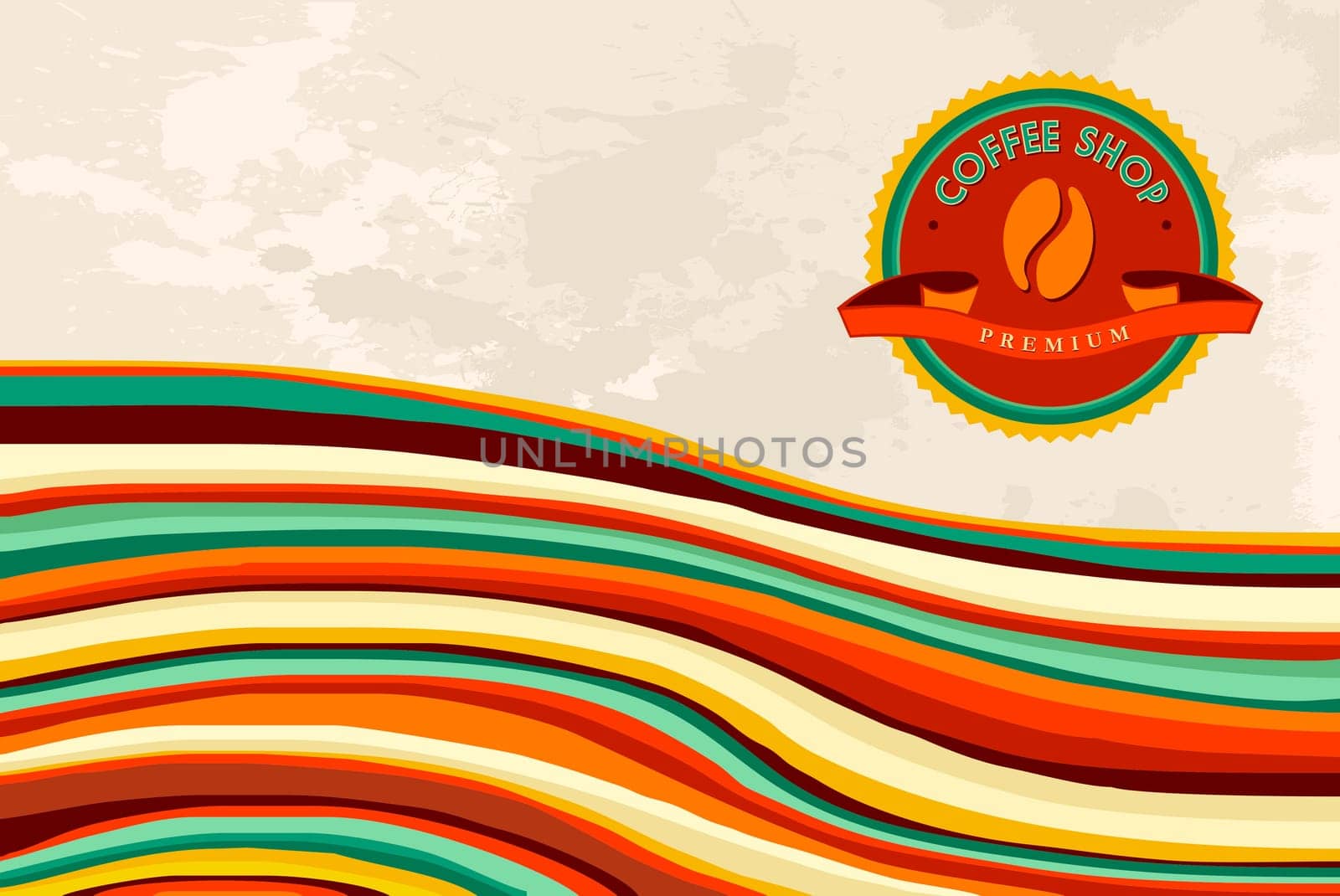 Colorful coffee shop menu concept background. Vector file layered for easy manipulation and custom coloring.