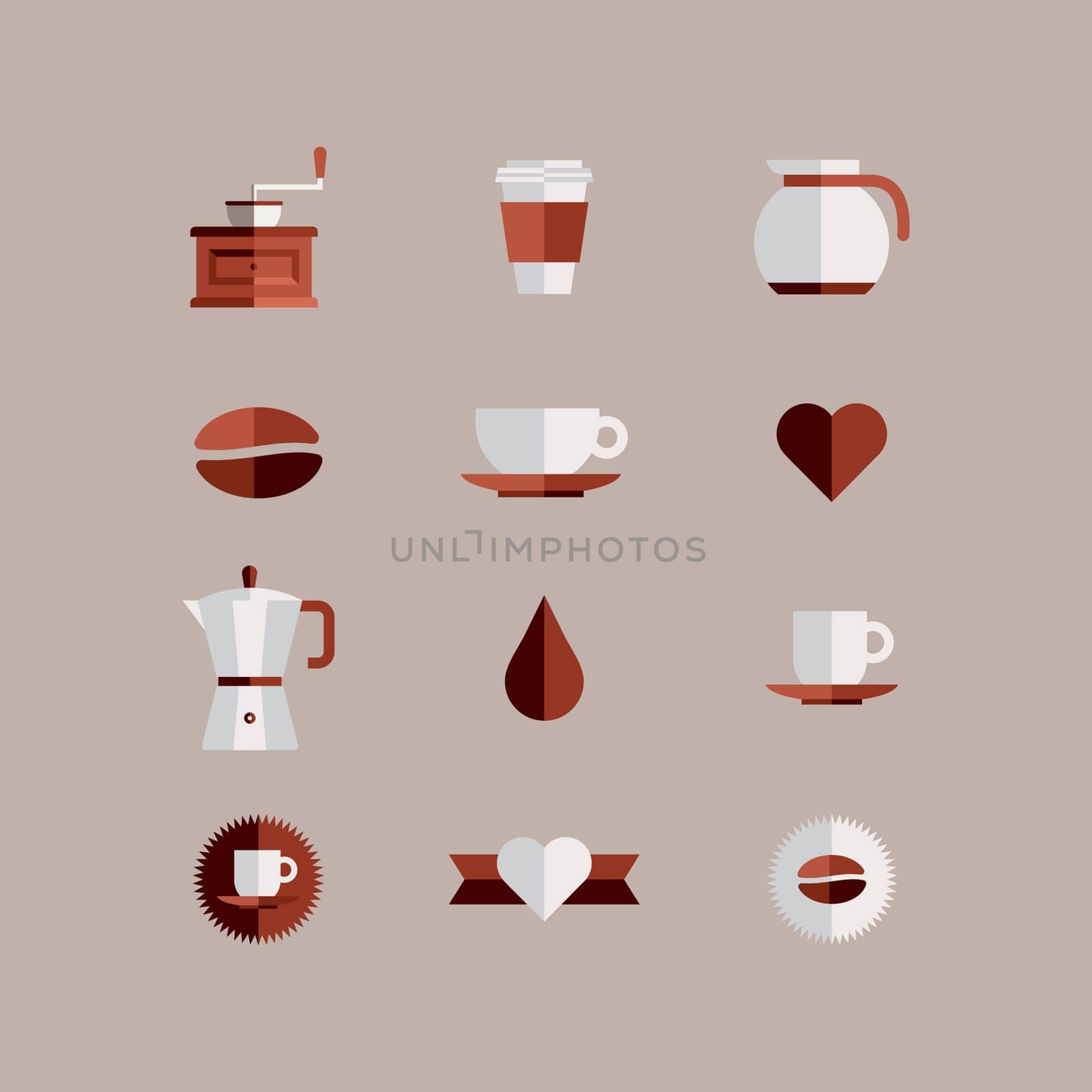 Colorful coffee shop icon setover beige background. Vector file layered for easy manipulation and custom coloring.
