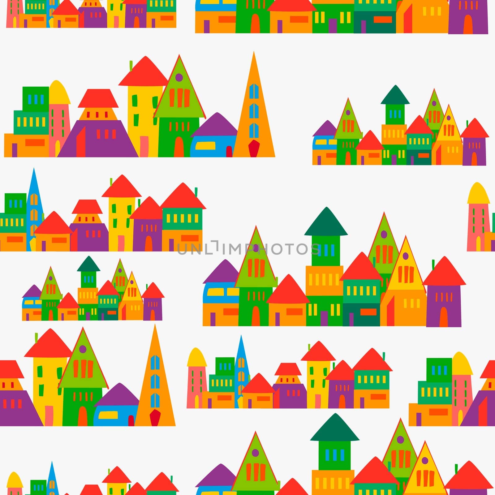 Trendy town seamless pattern. This illustration is layered for easy manipulation and custom coloring.