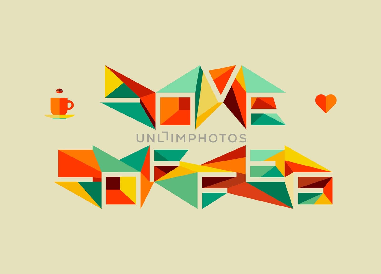 Trendy colorful cafe love concept background. Vector file layered for easy manipulation and custom coloring.