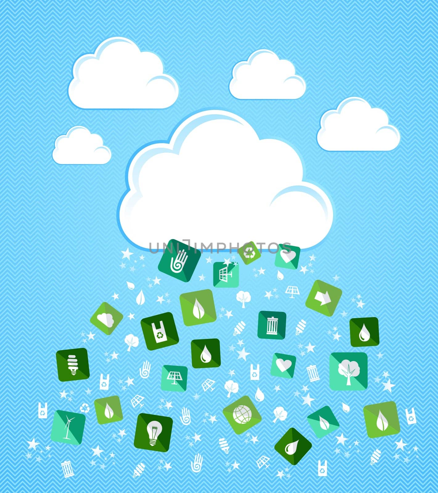 Green enviromental flat icons splash from Cloud set. Vector file layered for easy manipulation and custom coloring.