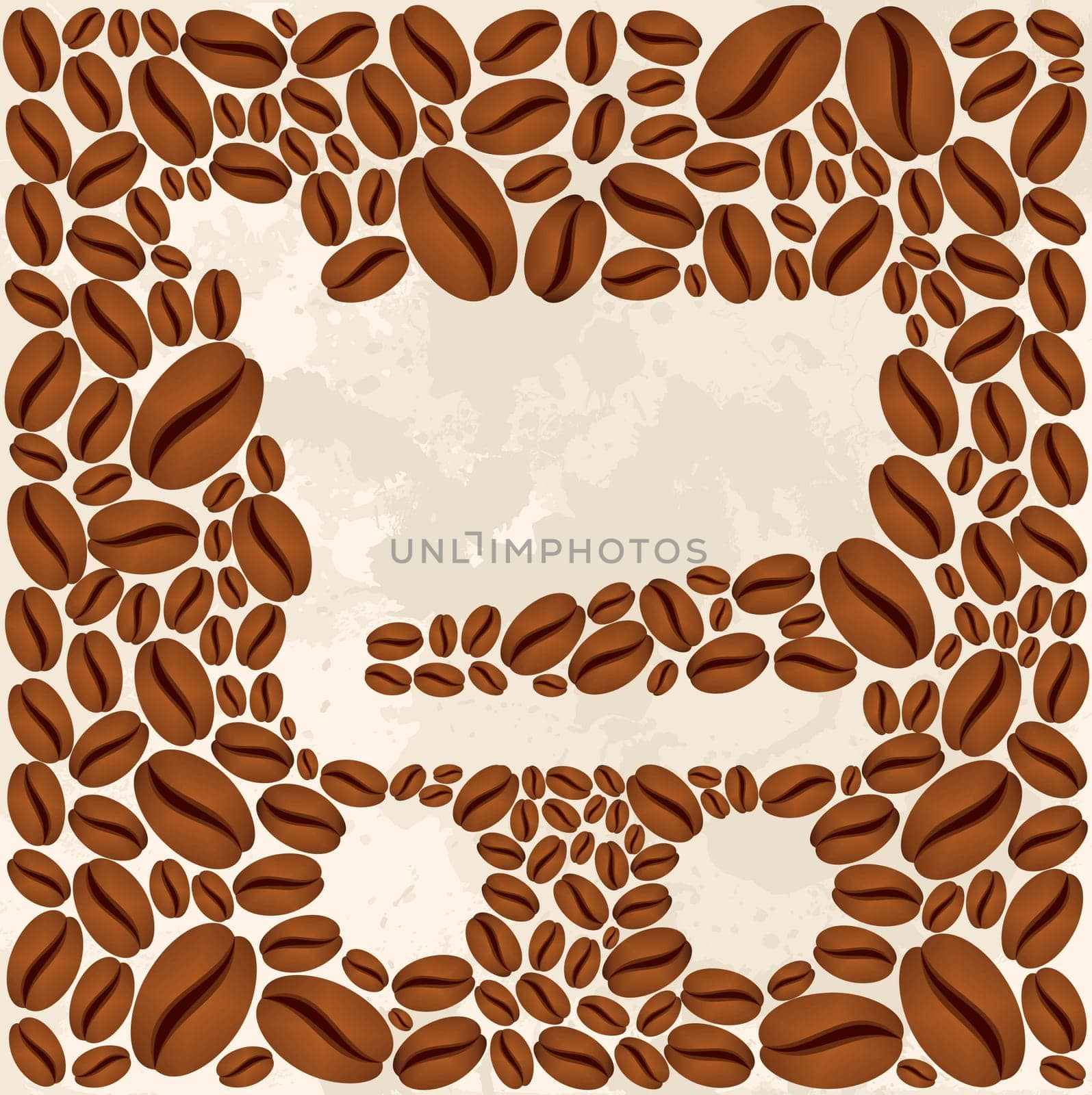 Shopping cart inverted shape made ​​of coffee beans. Vector file layered for easy manipulation and custom coloring.