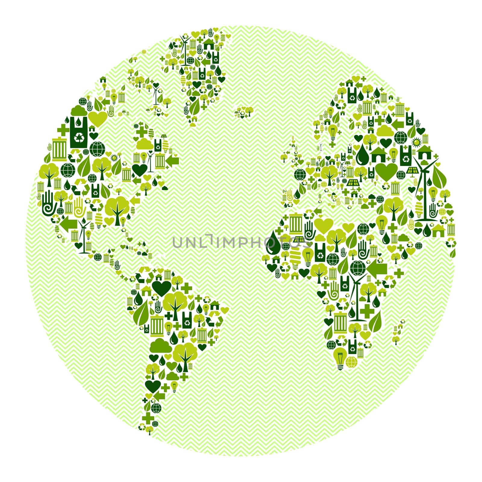 Green vintage planet earth design eco friendly icons. This illustration is layered for easy manipulation and custom coloring