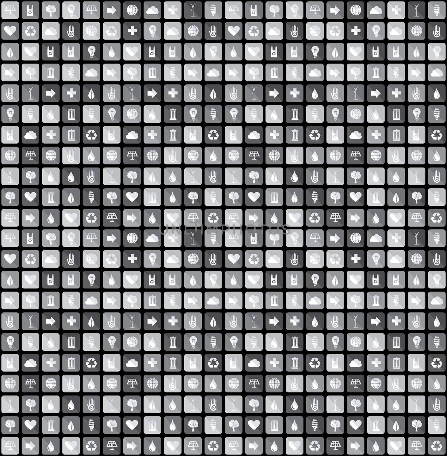 Eco friendly recycle seamless pattern set. Vector file layered for easy manipulation and custom coloring.