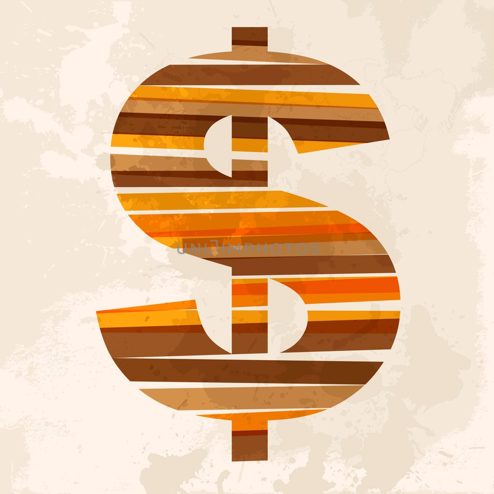 Diversity colors transparent bands cash symbol over grunge background. EPS10 file version. This illustration contains transparency and is layered for easy manipulation and custom coloring.