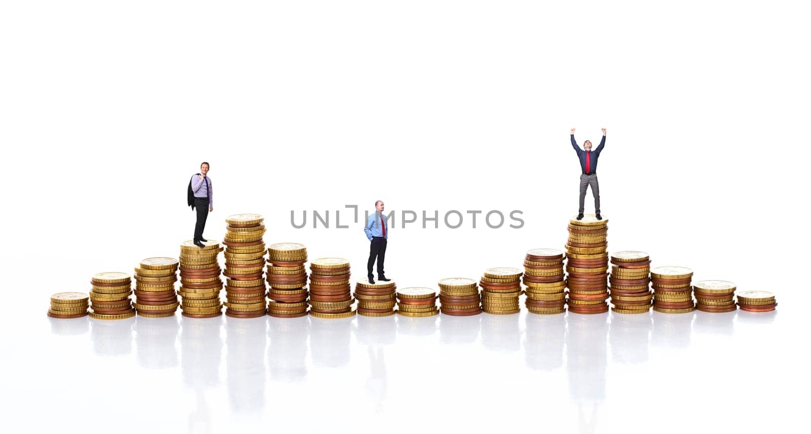 euro coin on white background and people