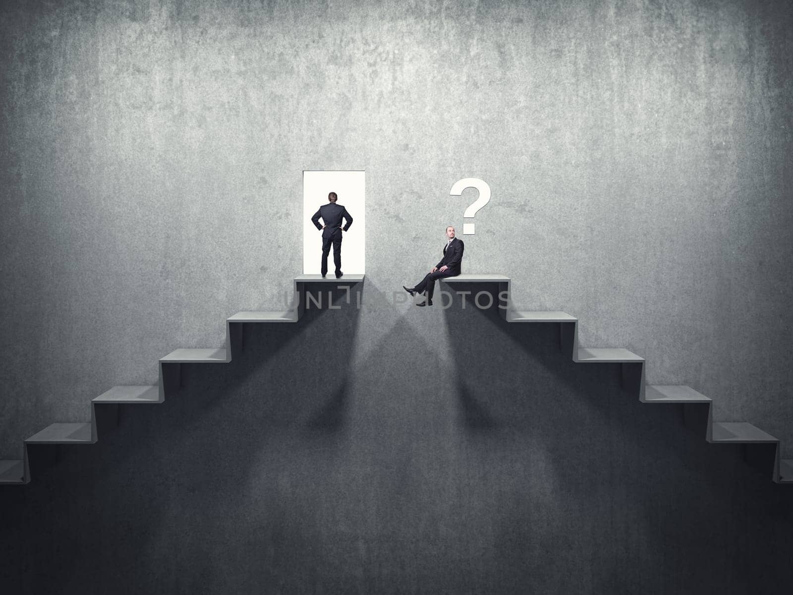 business people on 3d abstract stair