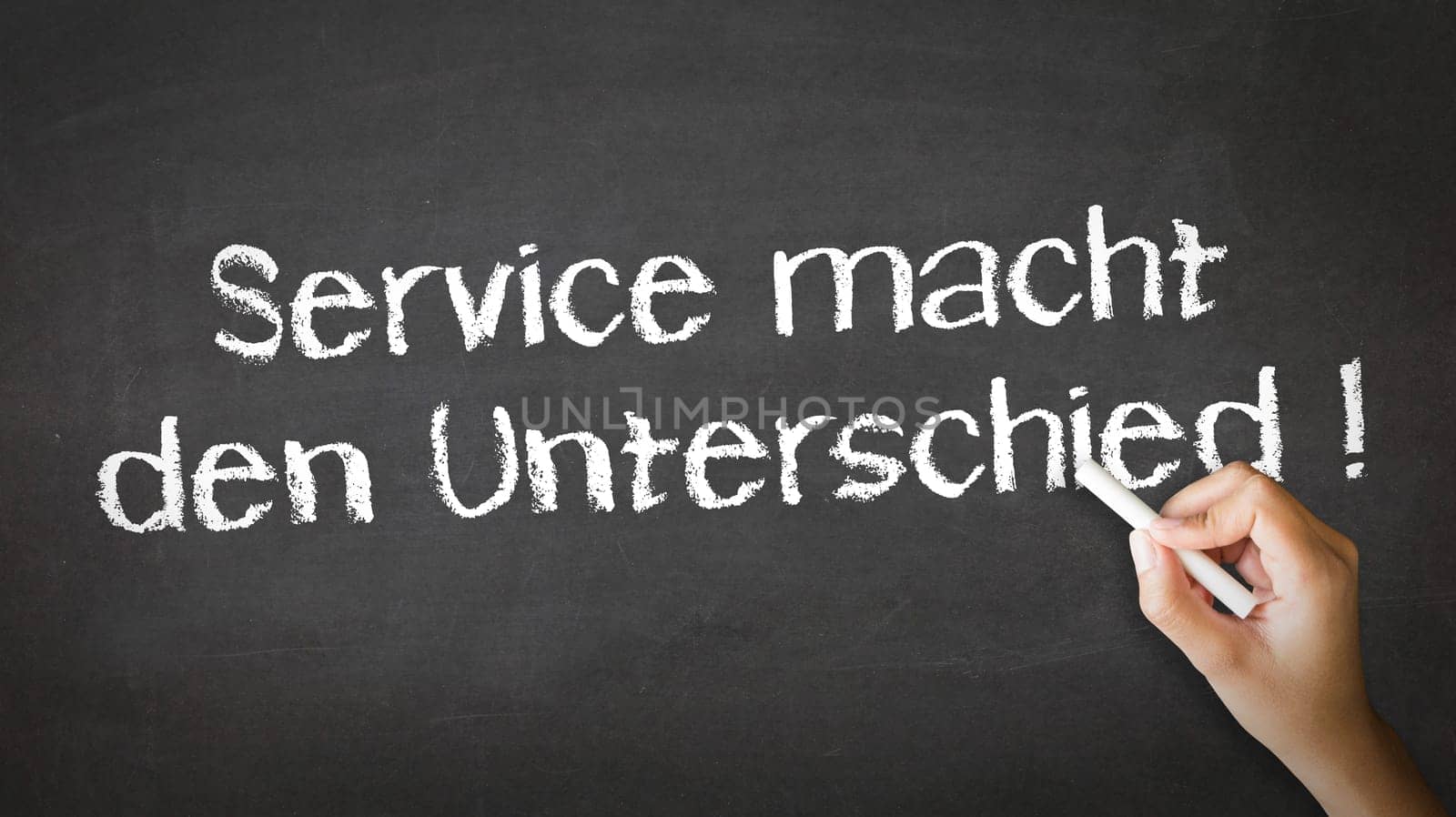 A person drawing and pointing at a Service makes the difference Chalk Illustration