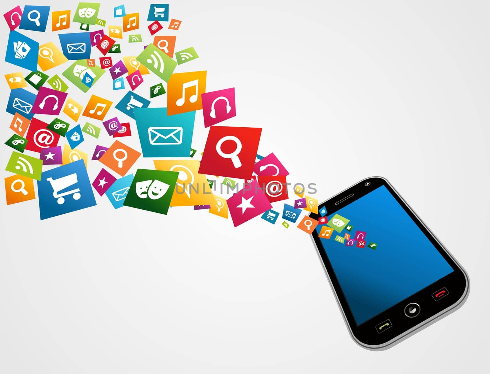 Smartphone download apps icon set concept background. Vector illustration layered for easy manipulation and custom coloring.