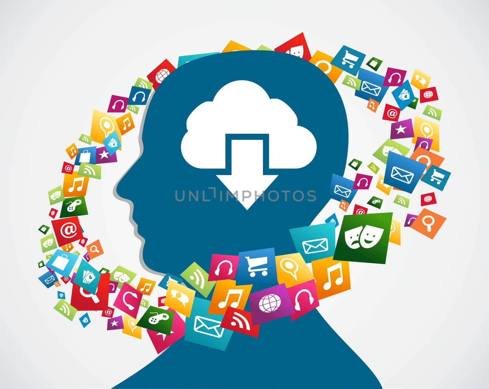 Online social media applications icon set concept background. Vector illustration layered for easy manipulation and custom coloring.