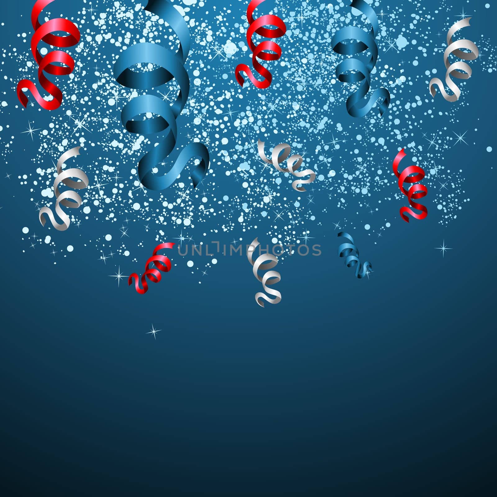 July 4th celebration with ribbons and confetti vertical banner background. Vector illustration layered for easy manipulation and custom coloring.