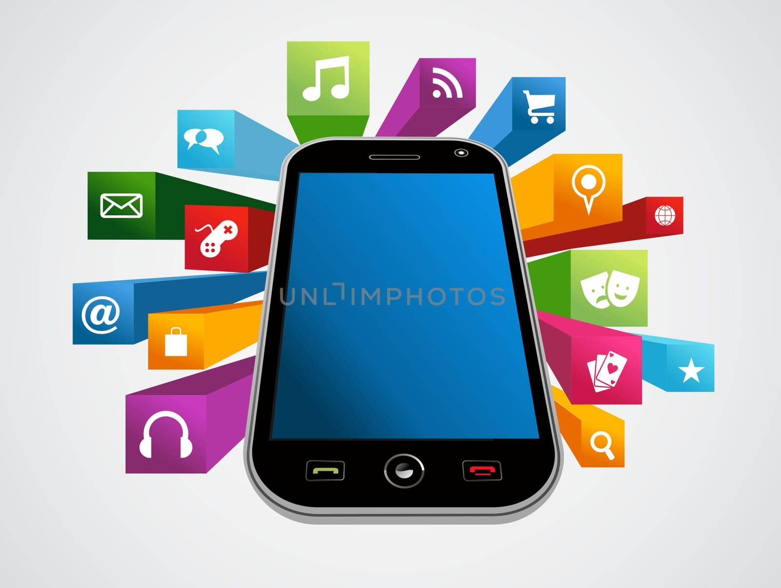 Online app icons set concept background. Vector illustration layered for easy manipulation and custom coloring.