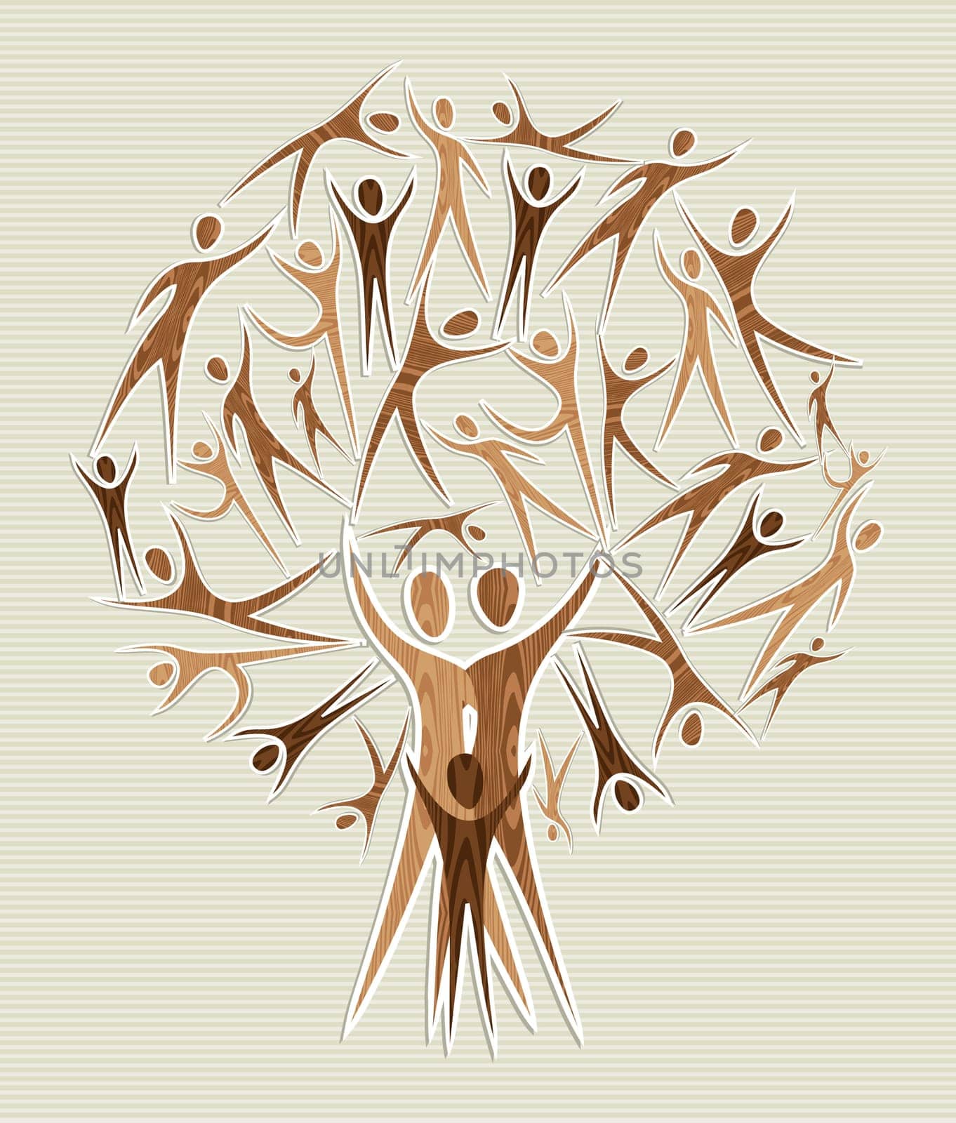 Family human shapes conceptual tree. Vector file layered for easy manipulation and custom coloring.