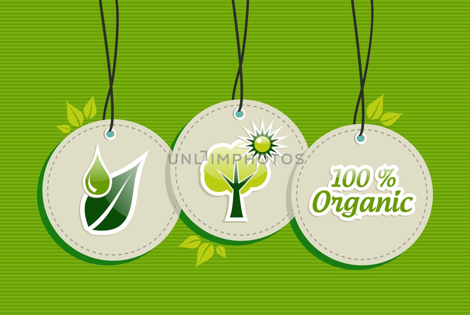 Green biology  design elements circle symbols set background.  Vector file layered for easy manipulation and custom coloring..