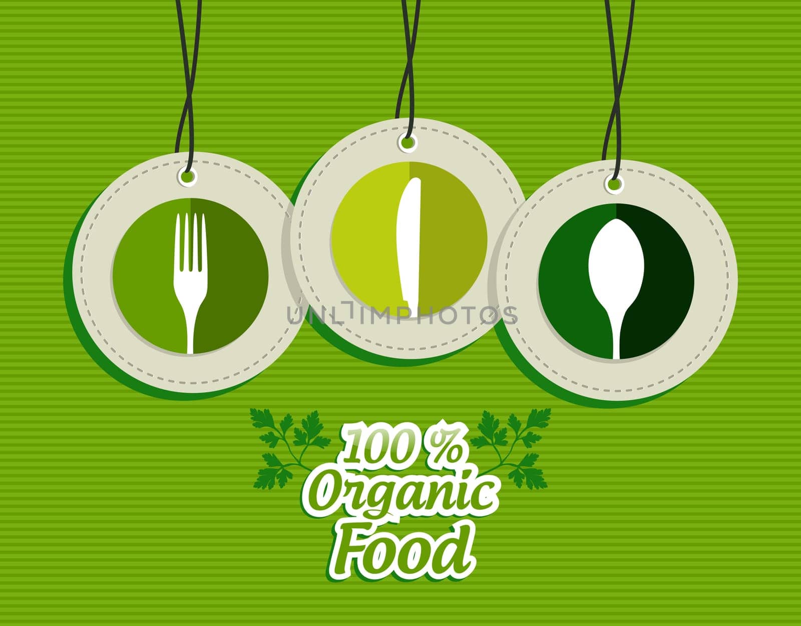 Green recycle dishware design elements circle symbols set background.  Vector file layered for easy manipulation and custom coloring.