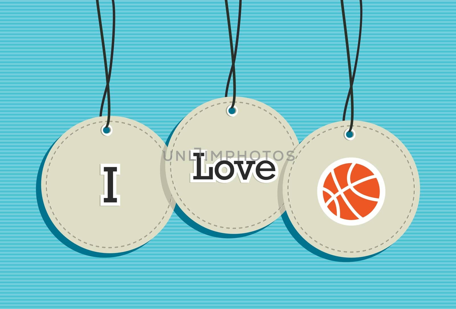 Basketball hanging labels symbols. Vector file layered for easy manipulation and custom coloring.