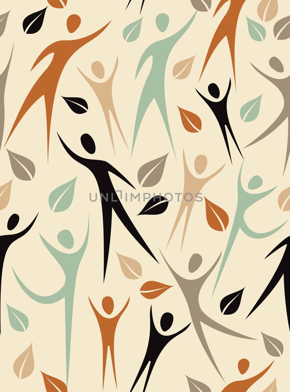 trendy human shapes seamless pattern clorful shapes set. Vector file layered for easy manipulation and custom coloring.