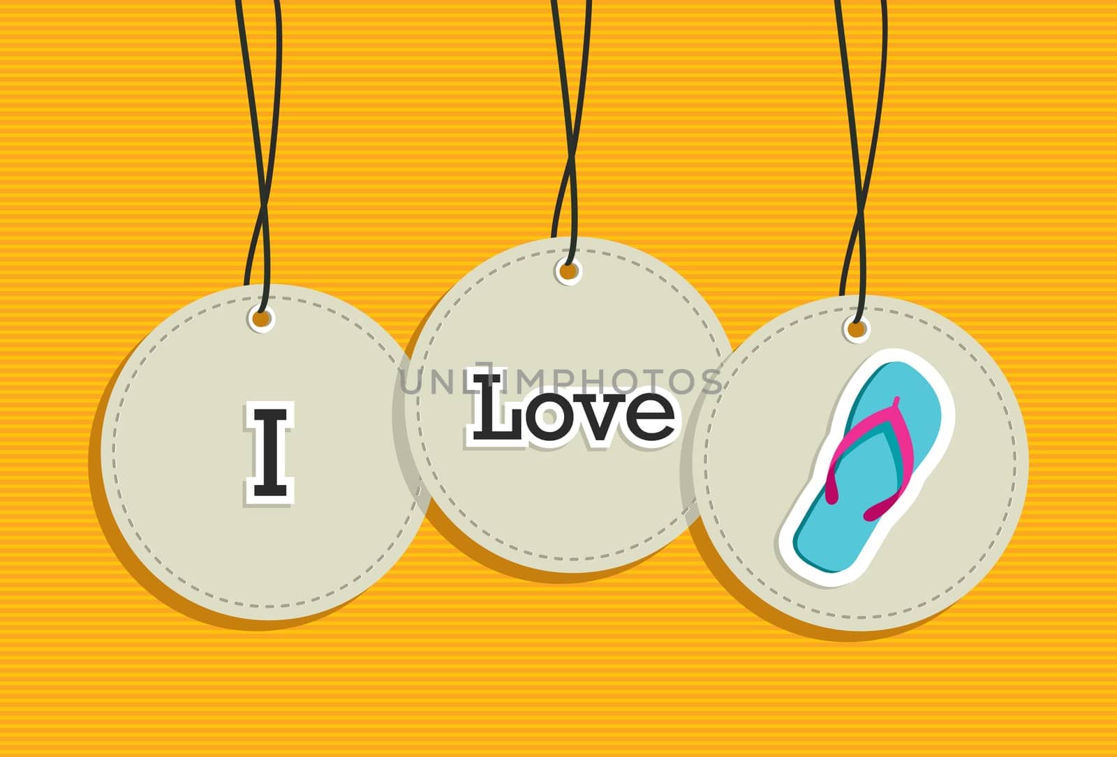 i love summer hanging labels symbols. Vector file layered for easy manipulation and custom coloring.