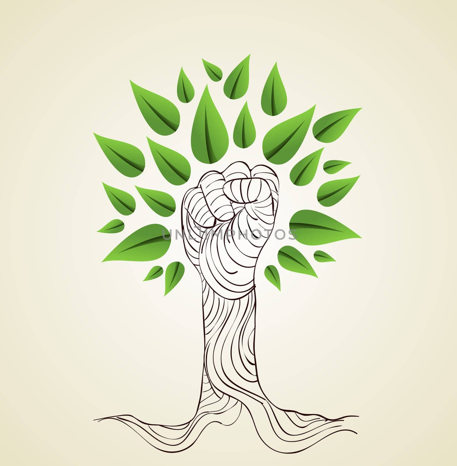 Hand draw style save the Earth tree idea. This illustration is layered for easy manipulation and custom coloring