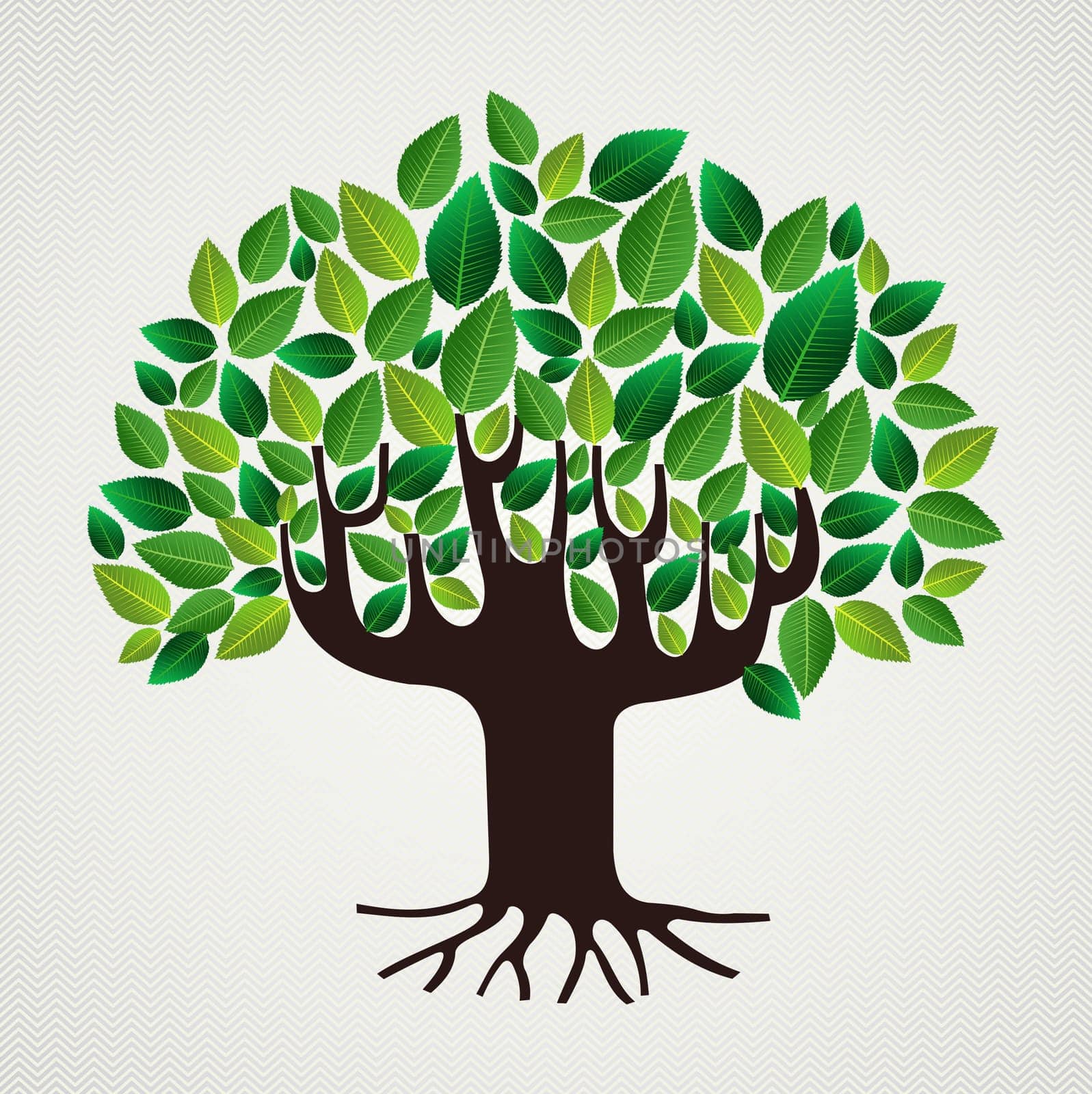 Green leaf strong trunk tree design. Vector file layered for easy manipulation and custom coloring..