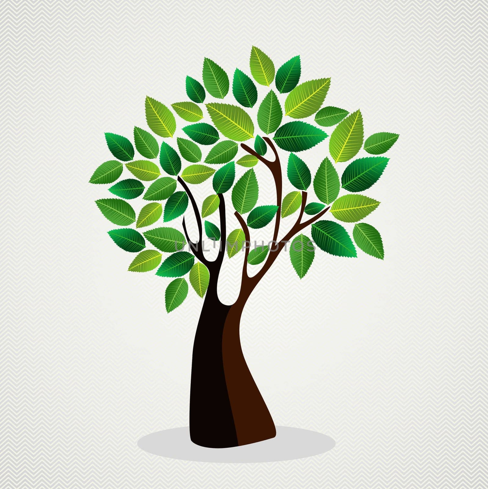 Trendy green tree leaves design. Vector file layered for easy manipulation and custom coloring. ..