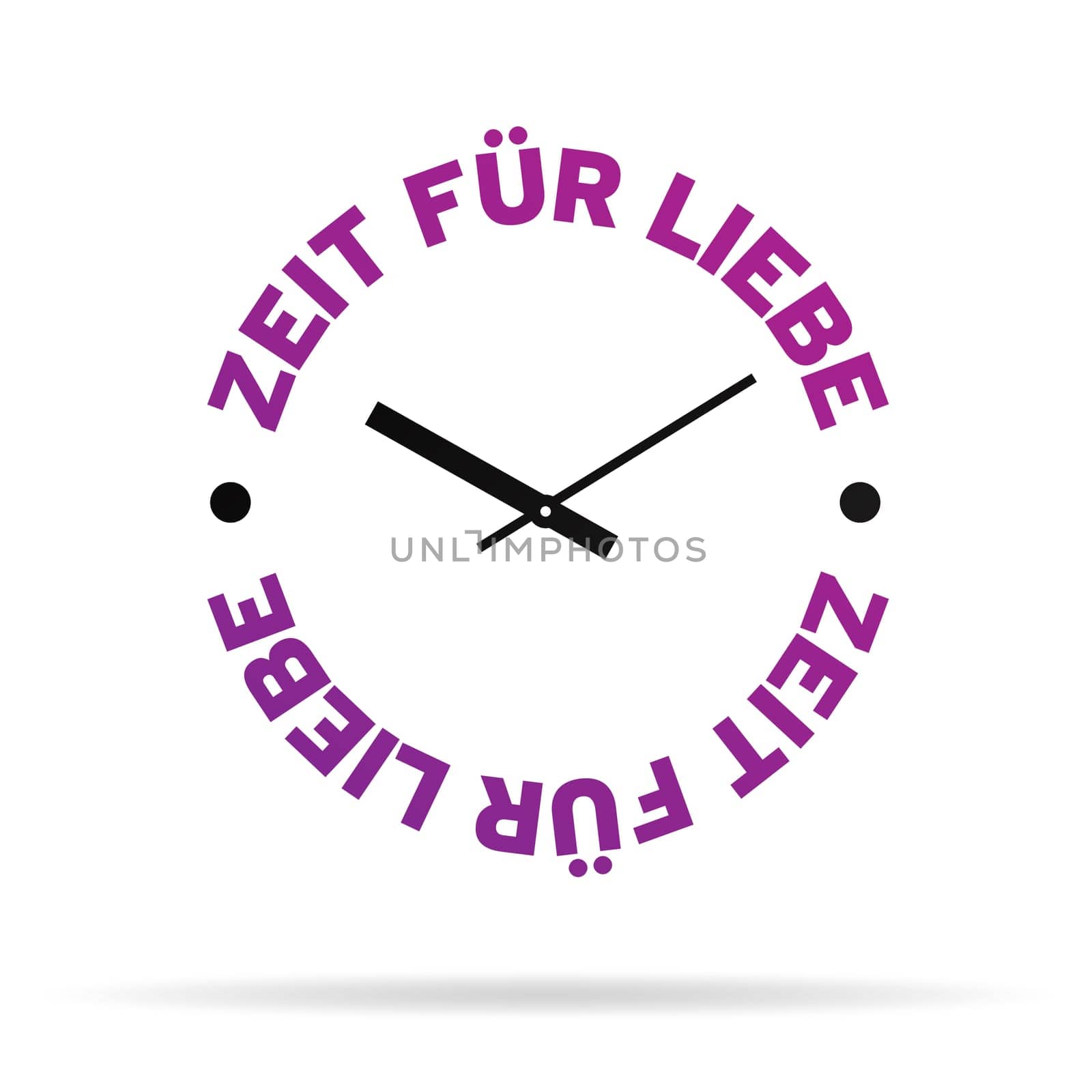 High resolution clock with the words time for love on white background.