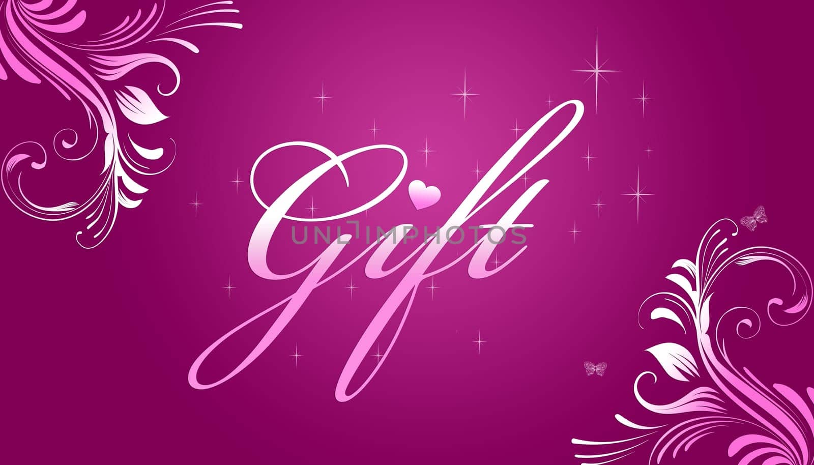 High resolution promotional gift certificate grahic with floral elements on pink background.