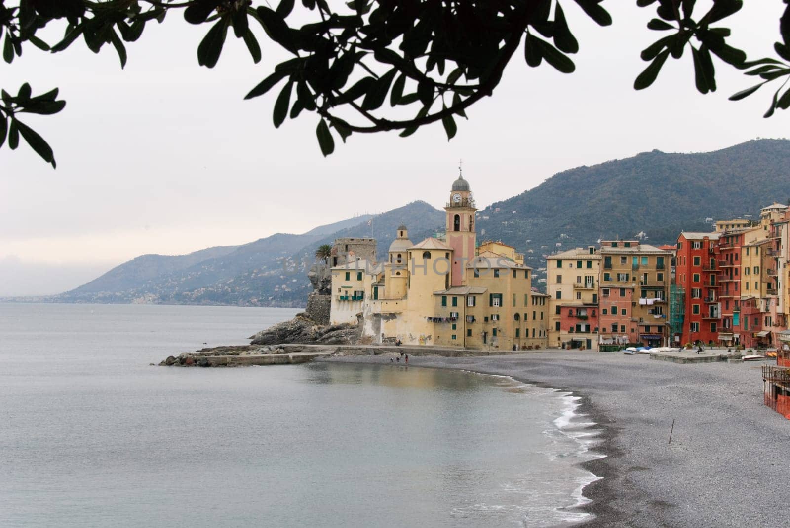 beach and houses in Camogli village