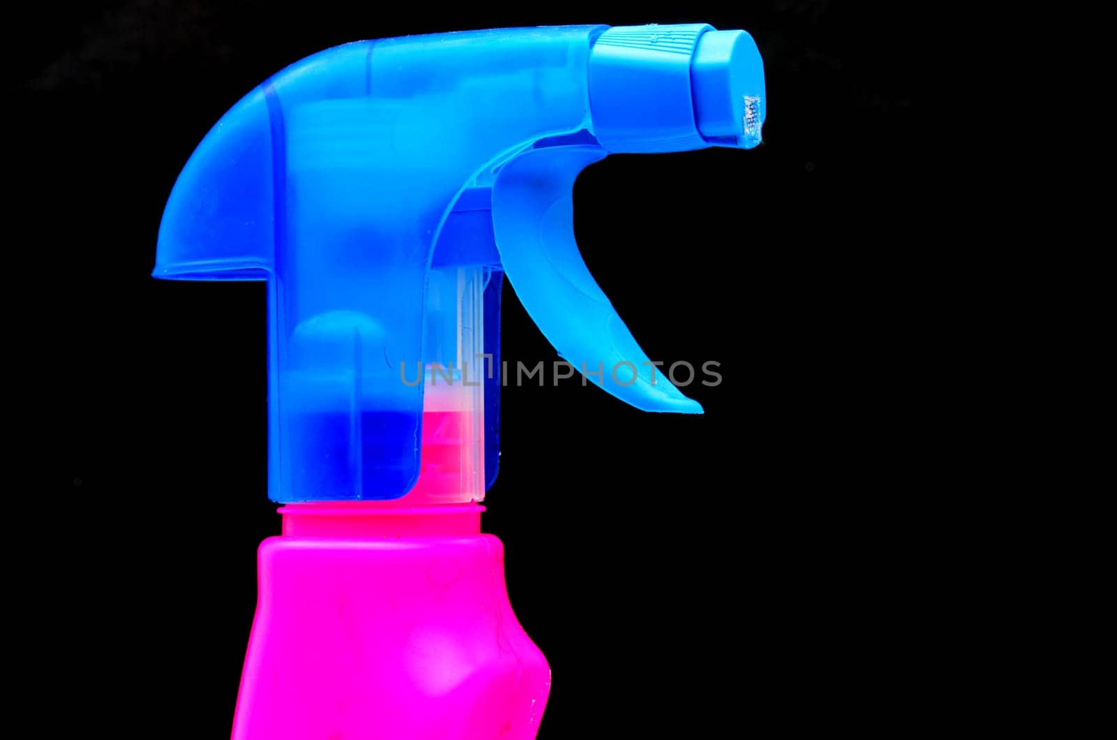 Colorful household spray in close up