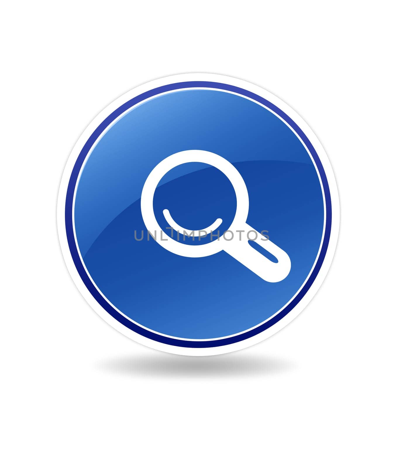 High resolution graphic of a search icon with magnifying glass.