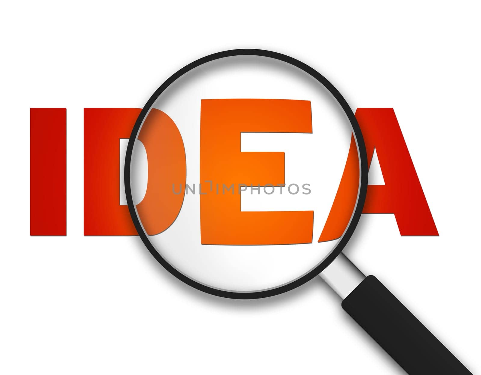 Magnifying Glass with the word Idea on white background.