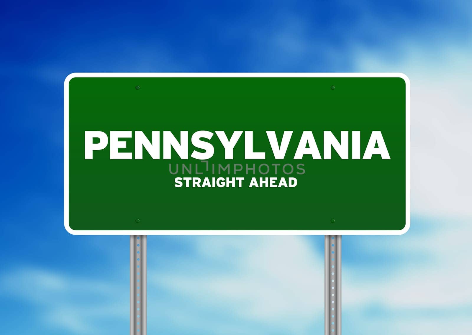 Green, Pennsylvania , USA highway sign on Cloud Background.
