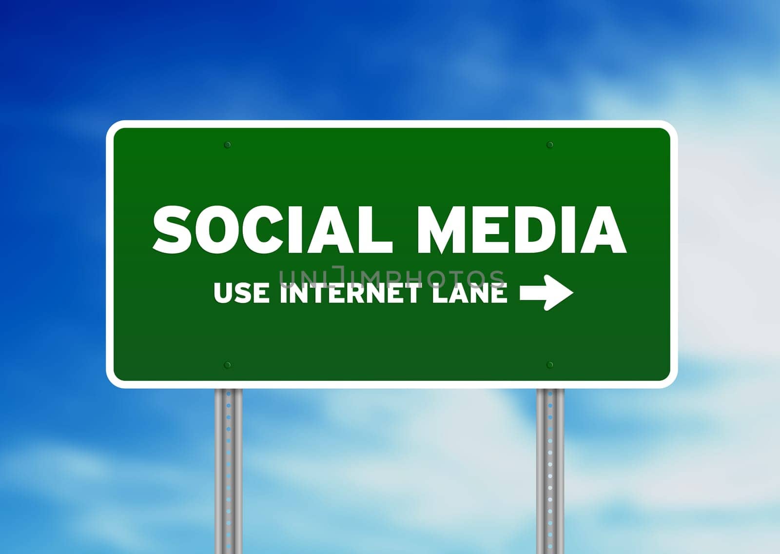 High resolution graphic of Social Media Street Sign on Cloud Background.
