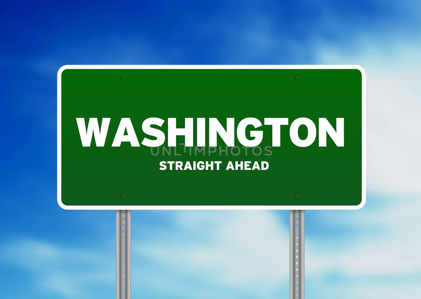 Green Washington, USA highway sign on Cloud Background.