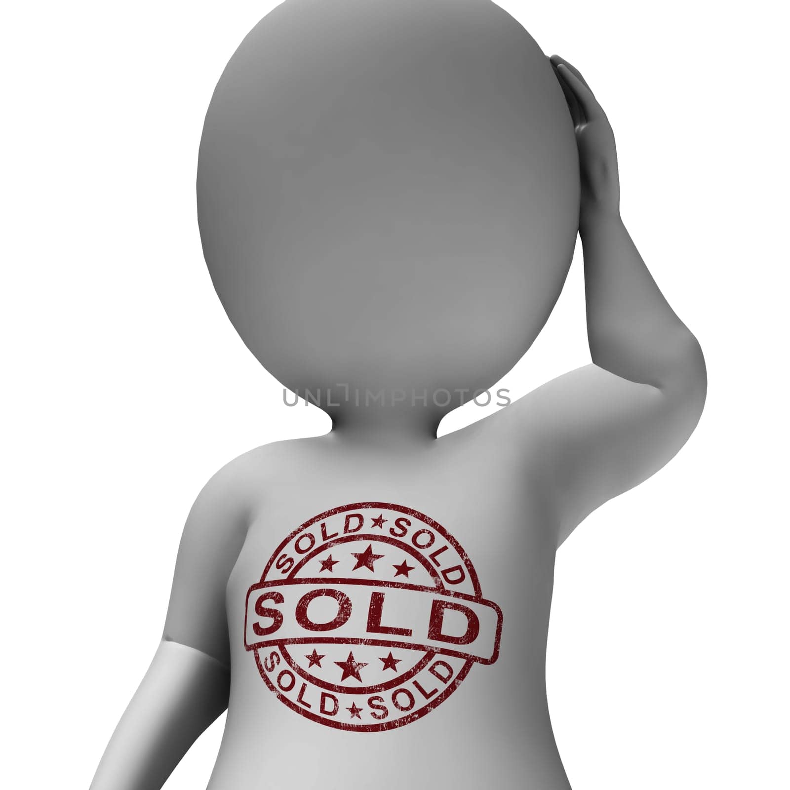 Sold Stamp On Man Showing Selling Or Purchasing
