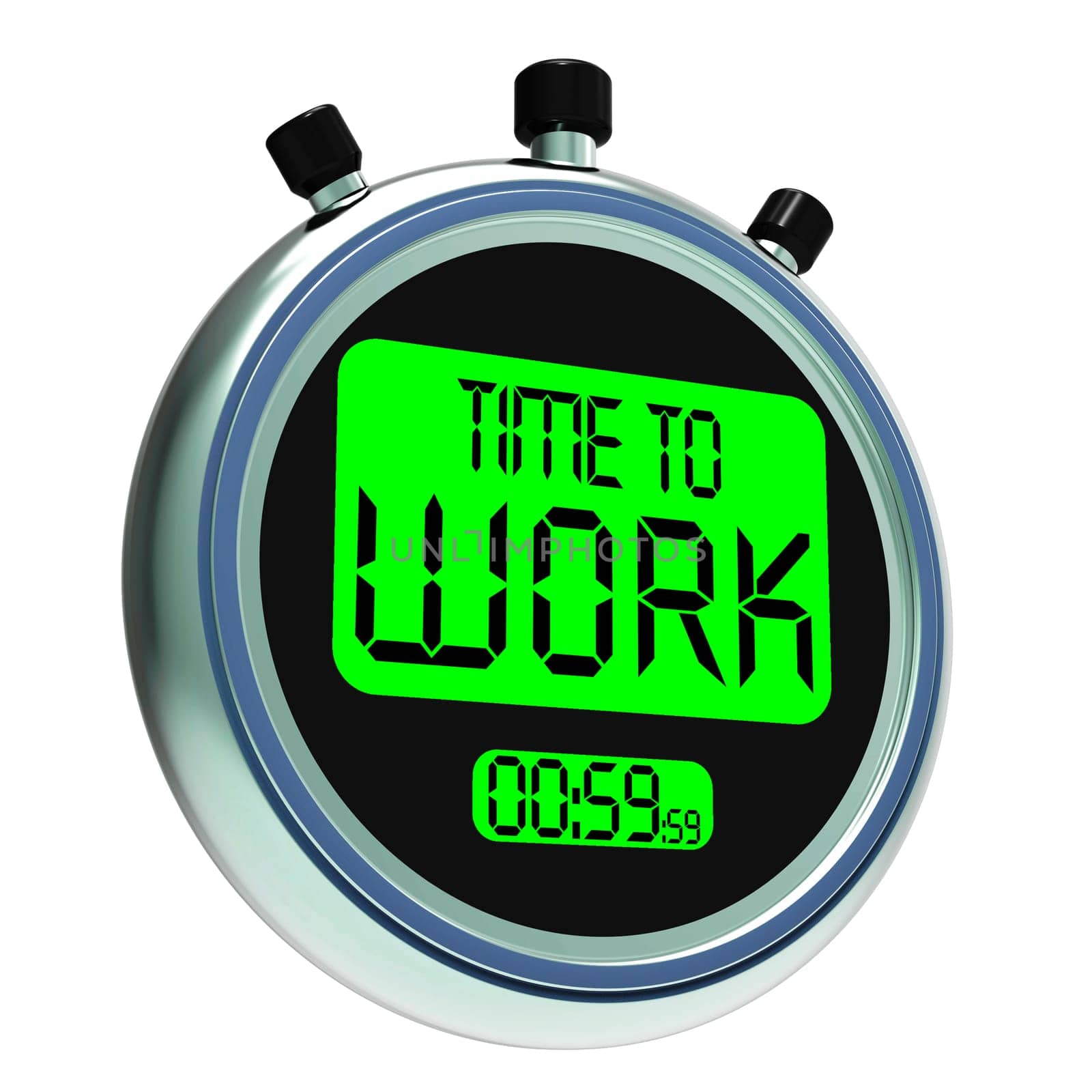 Time To Work Message Shows Start Jobs Or Employment