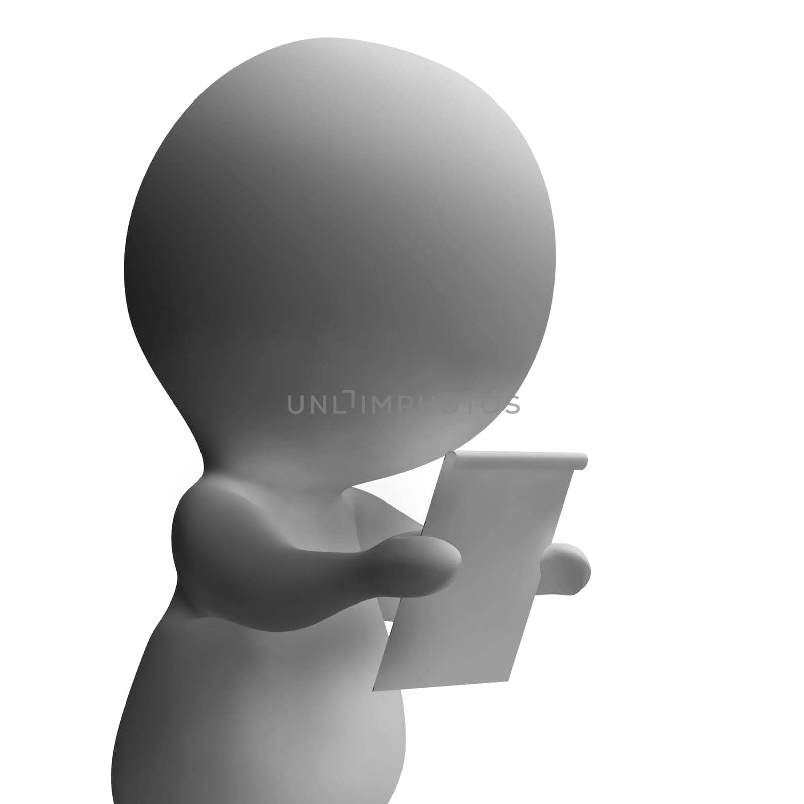 Sheet Or Notice Looked At And Read By 3d Character