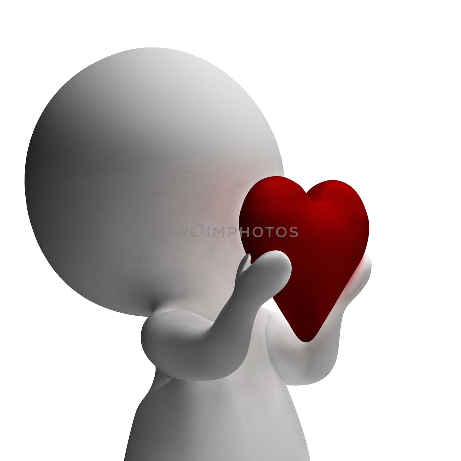 3d Character Holding Heart Shows Love And Valentines