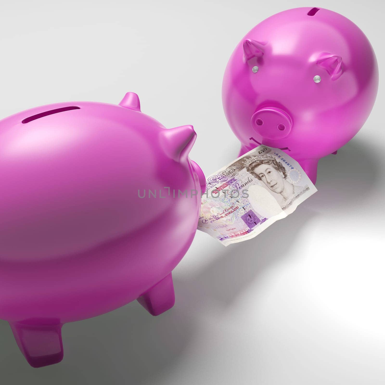 Piggybanks Fighting Over Money Showing Savings Or Financial Crisis