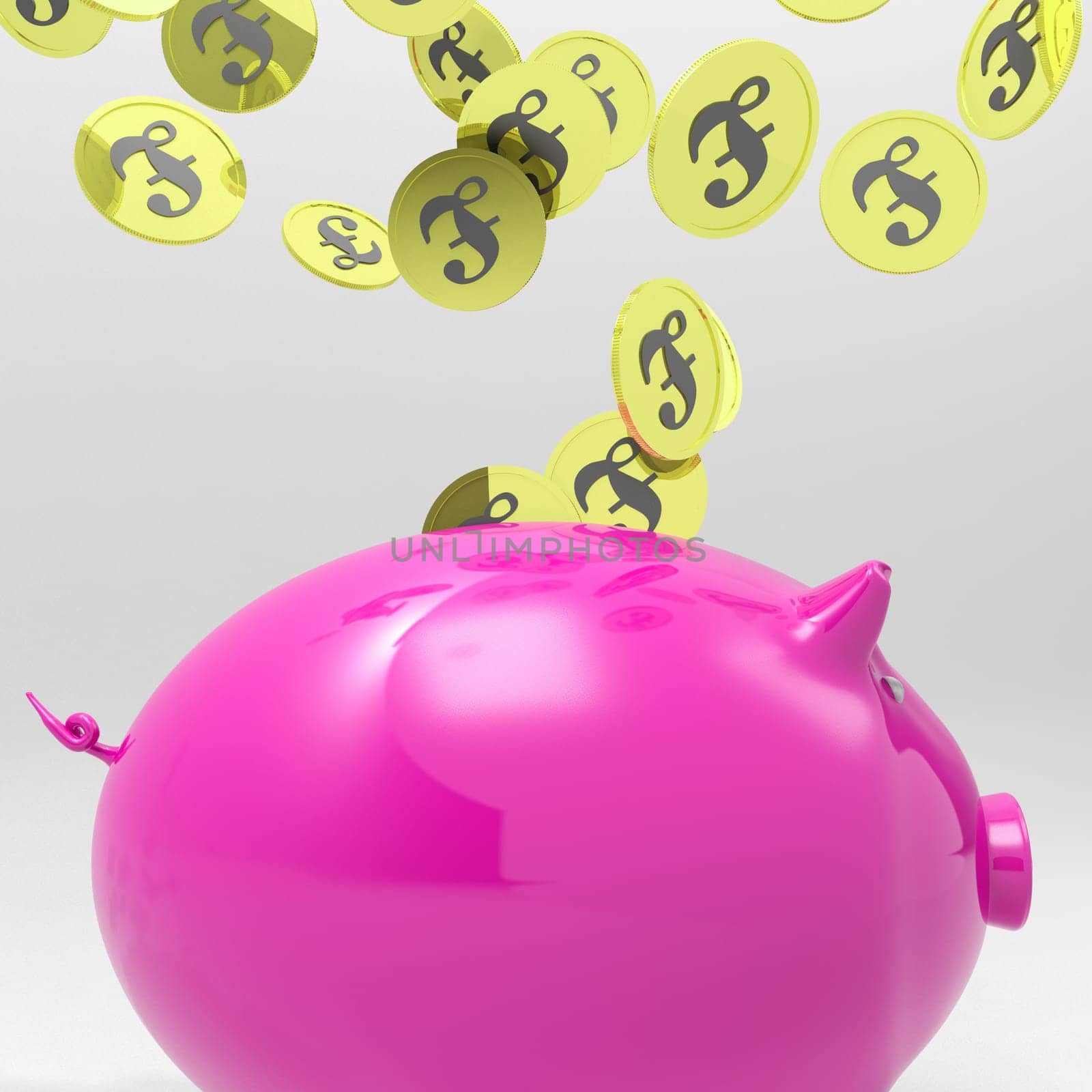 Coins Entering Piggybank Showing England Deposits Or Loans