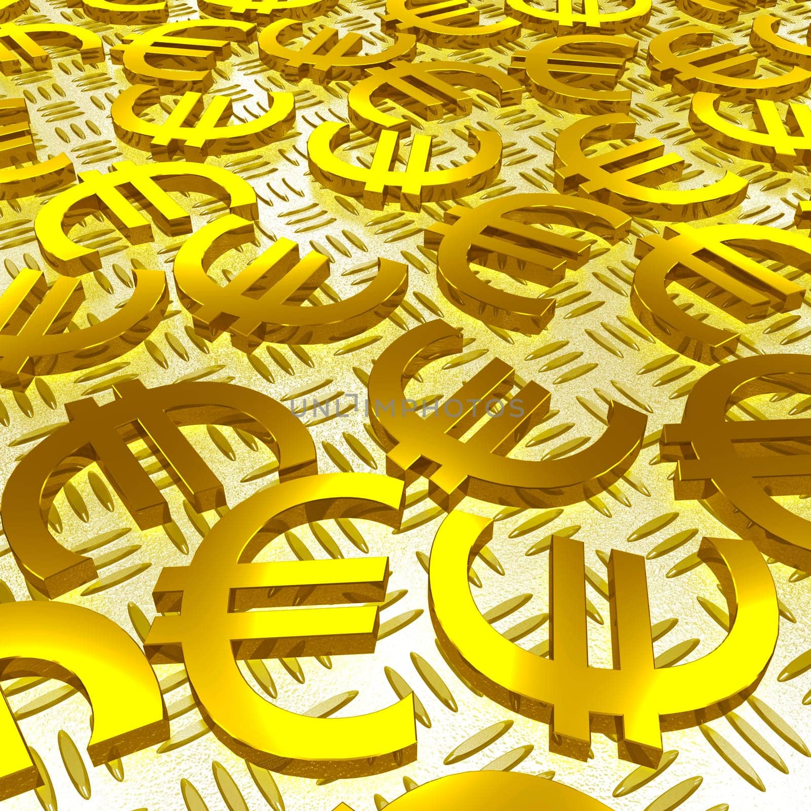 Euro Symbols Over The Floor Shows European Finances And Wealth