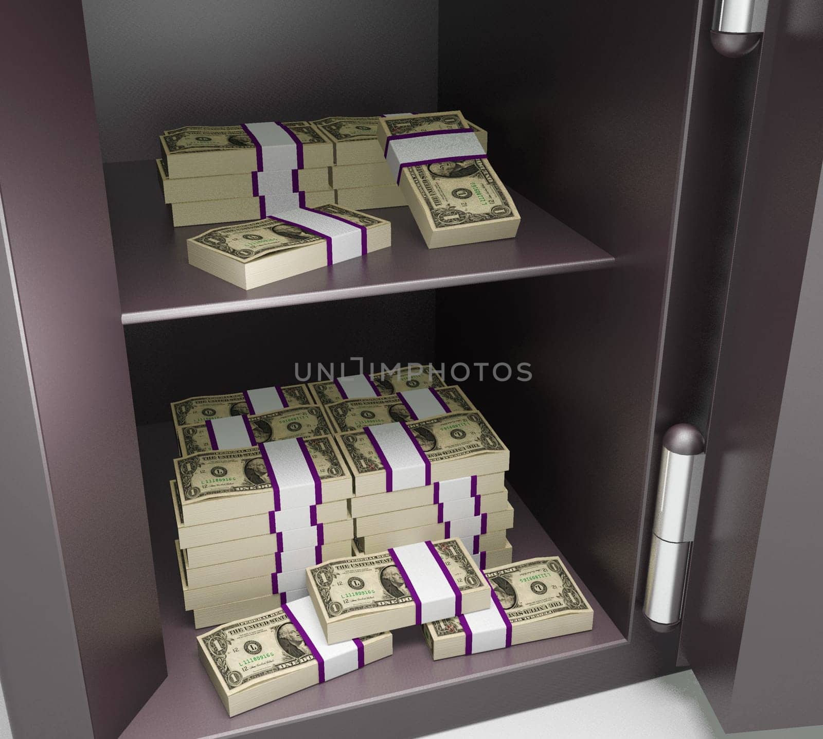 Open Safe With Money Showing Bank Accounts And Savings