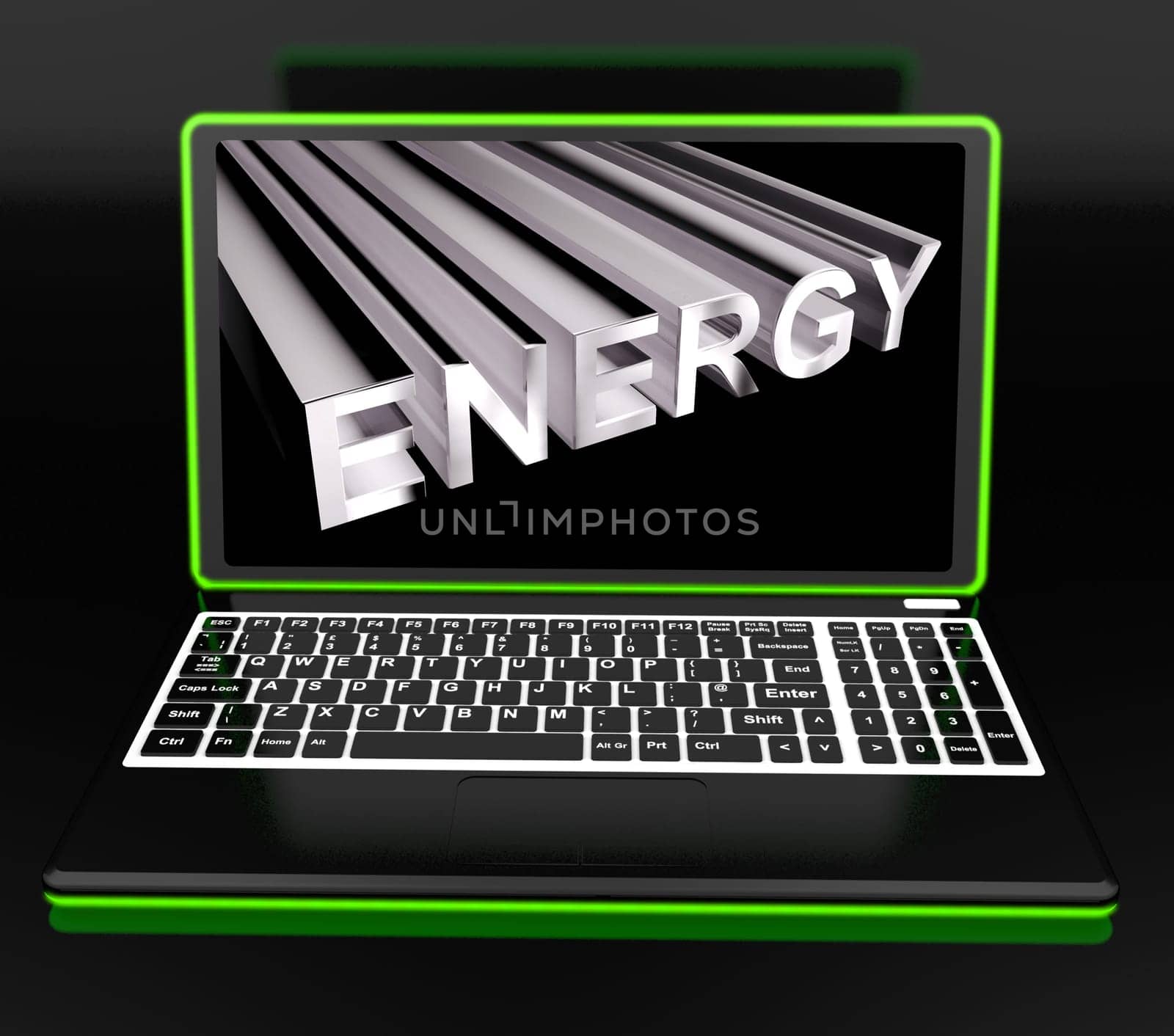 Energy On Laptop Showing Energy Or Power