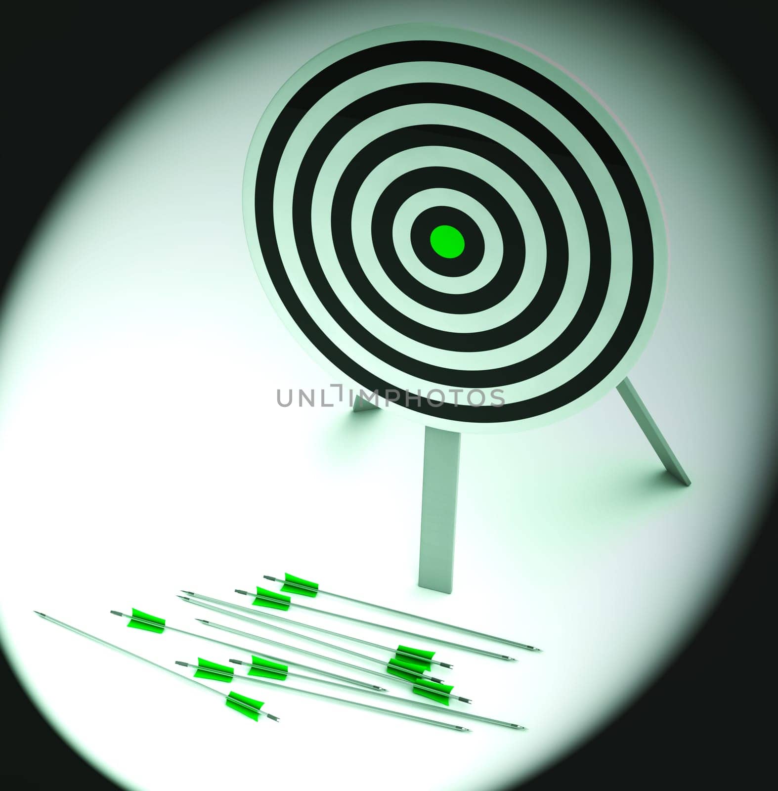 Arrow On Dartboard Showing Inefficiency And Inaccuracy