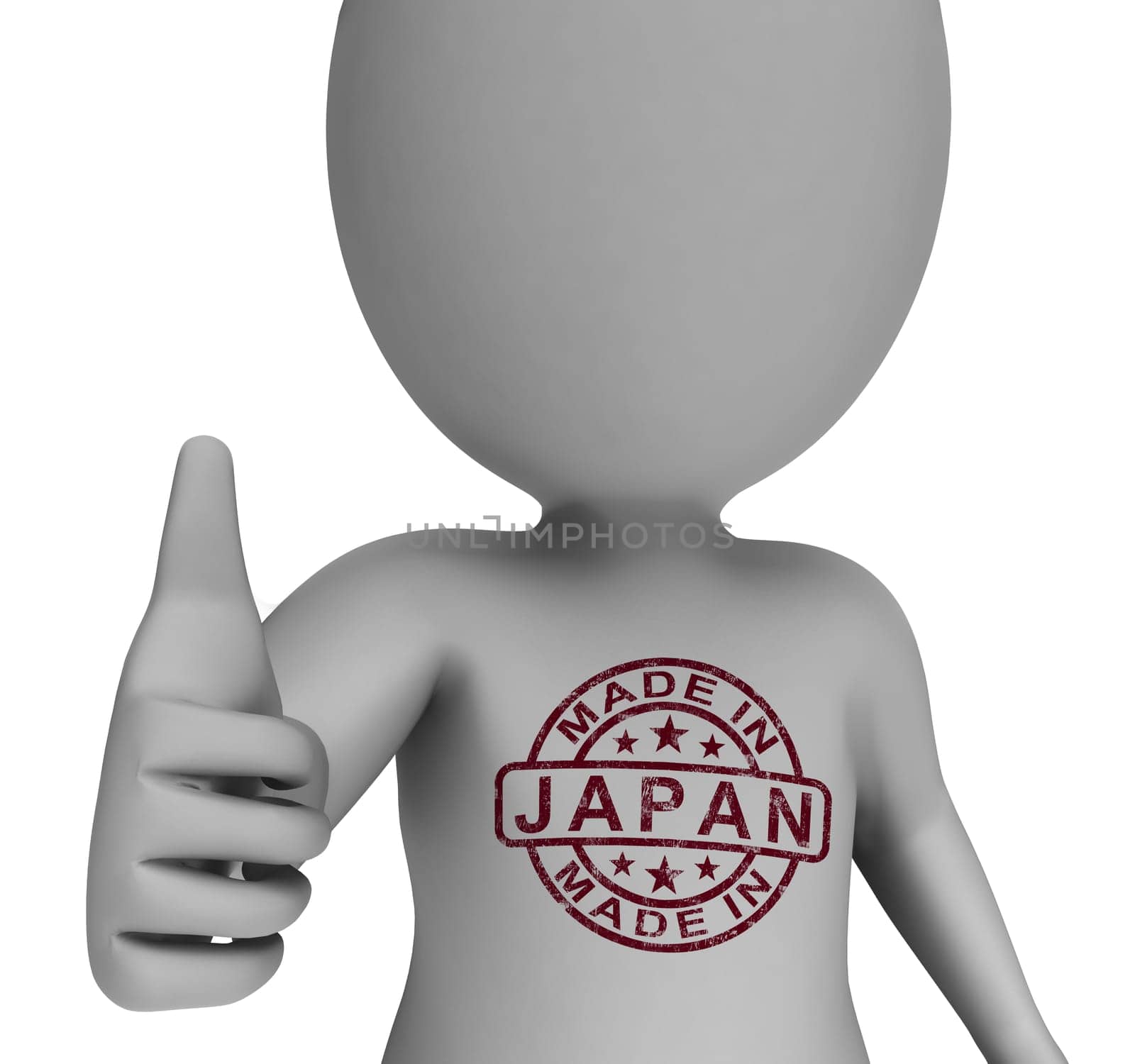Made In Japan Stamp On Man Showing Japanese Products Approved