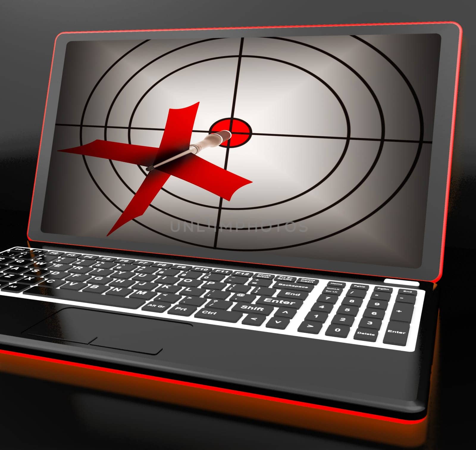 Arrow Aiming On Laptop Shows Efficient Shot Or Good Aiming